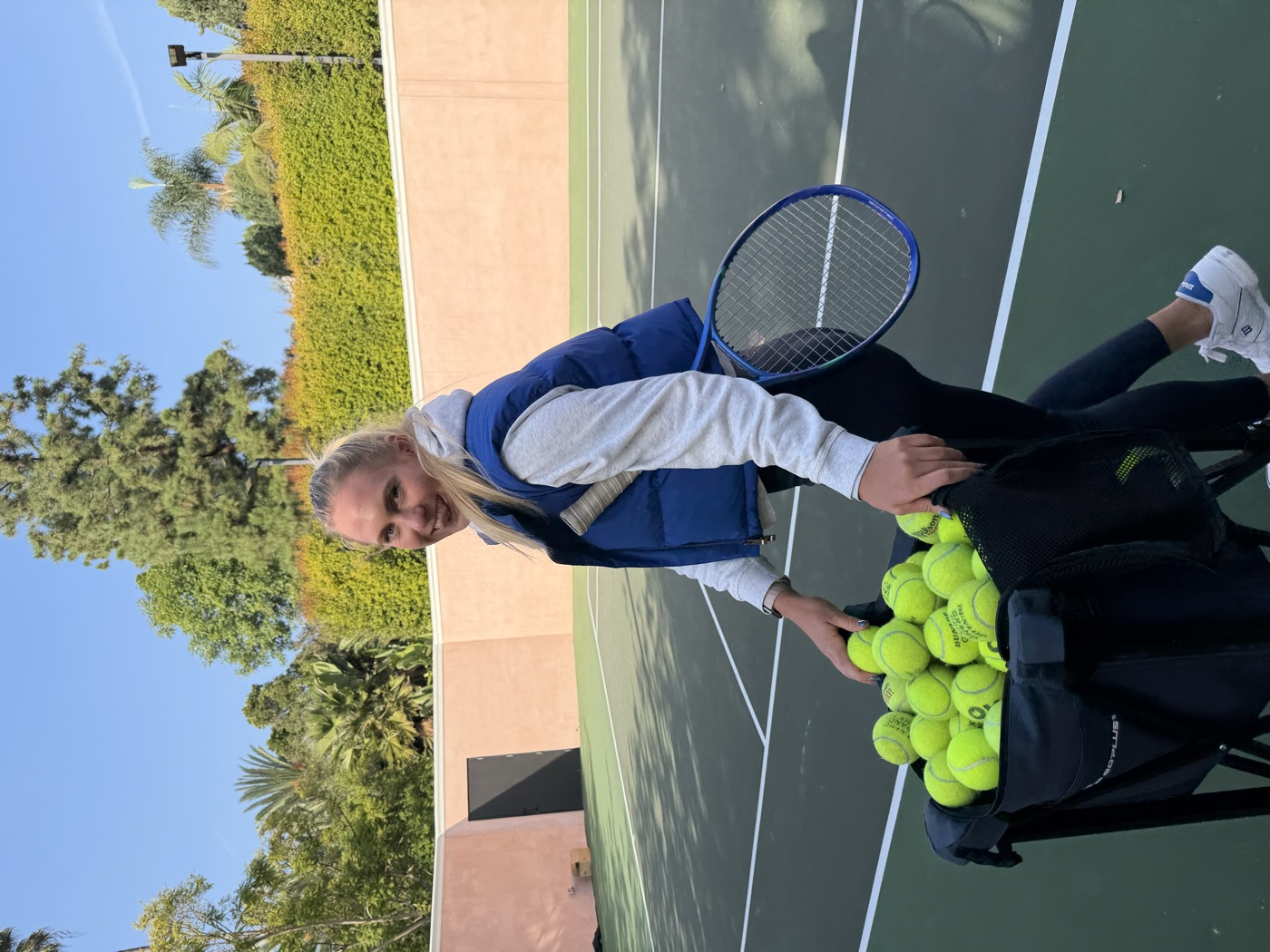 Stefania on court ready for a session