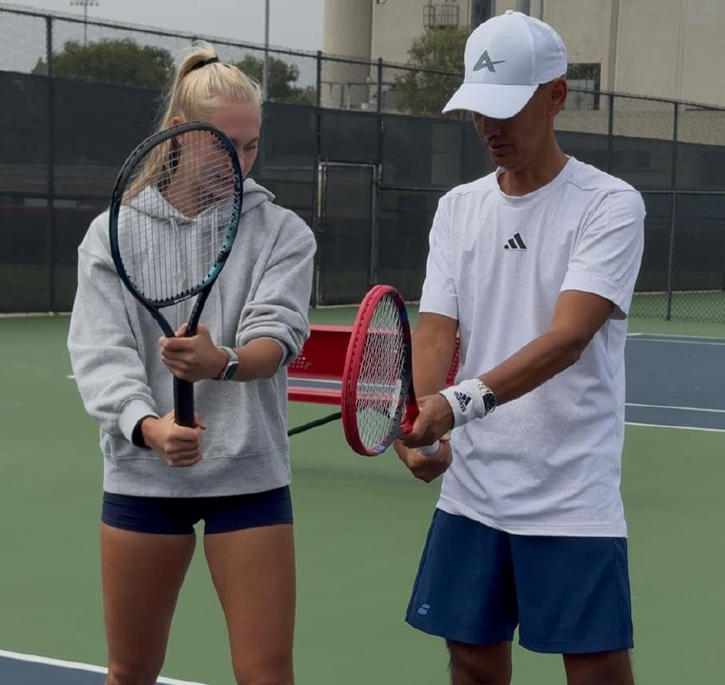 Stefania working on technique with a client